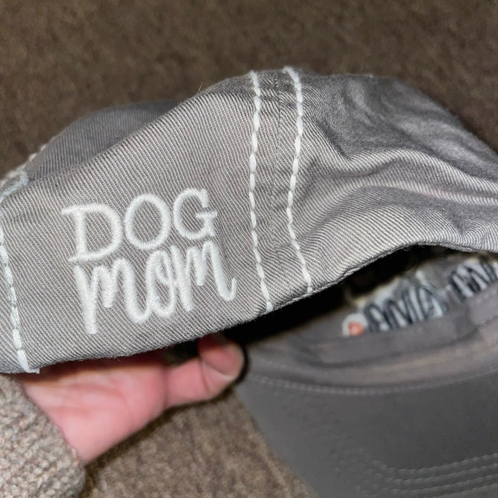 Gray Dog Mom baseball Cap hat with Paw Print - Picture 4 of 6